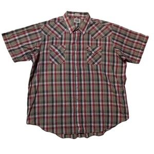 Ely Cattleman BIG MAN pearl snap shirt mens 3XL XXXL multicolor plaid short sl